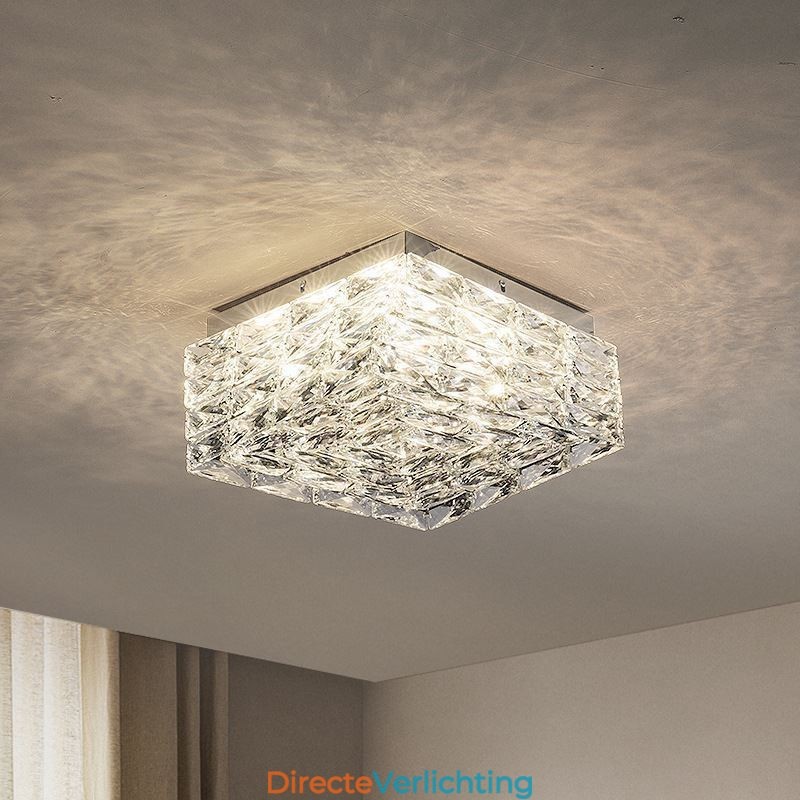 Kristallen plafondlamp inbouw drie kleuren dimbaar