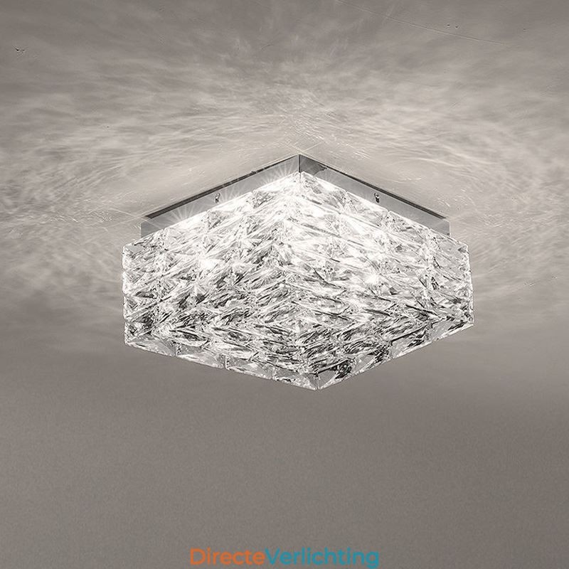 Kristallen plafondlamp inbouw drie kleuren dimbaar