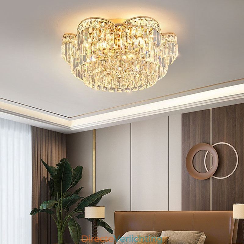 Kristallen plafondlamp met luxe ronde kristallen decoratie