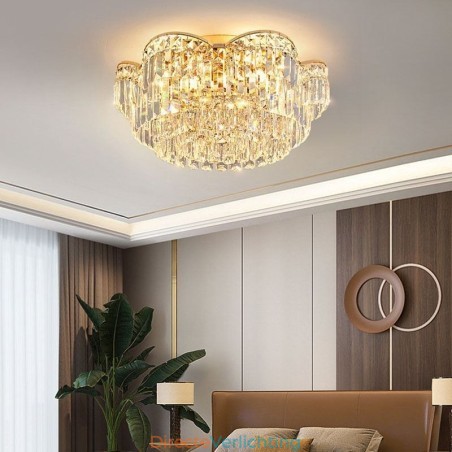 Kristallen plafondlamp met luxe ronde kristallen decoratie Kristallen plafondlamp met luxe ronde kristallen decoratie