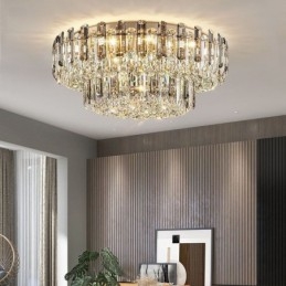 Kristallen plafondlamp in rookgrijze kleur, decoratie in kristalvorm