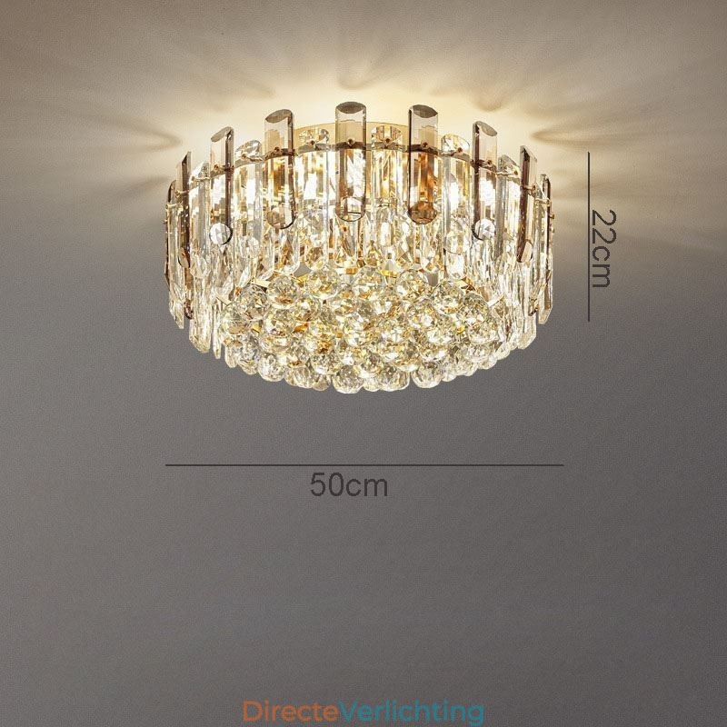 Kristallen plafondlamp in rookgrijze kleur, decoratie in kristalvorm
