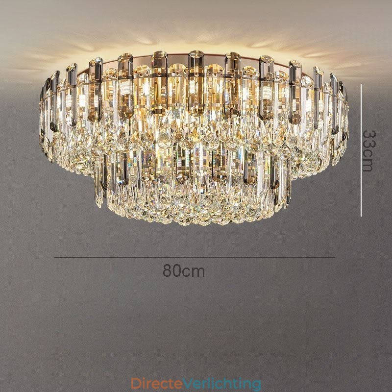 Kristallen plafondlamp in rookgrijze kleur, decoratie in kristalvorm