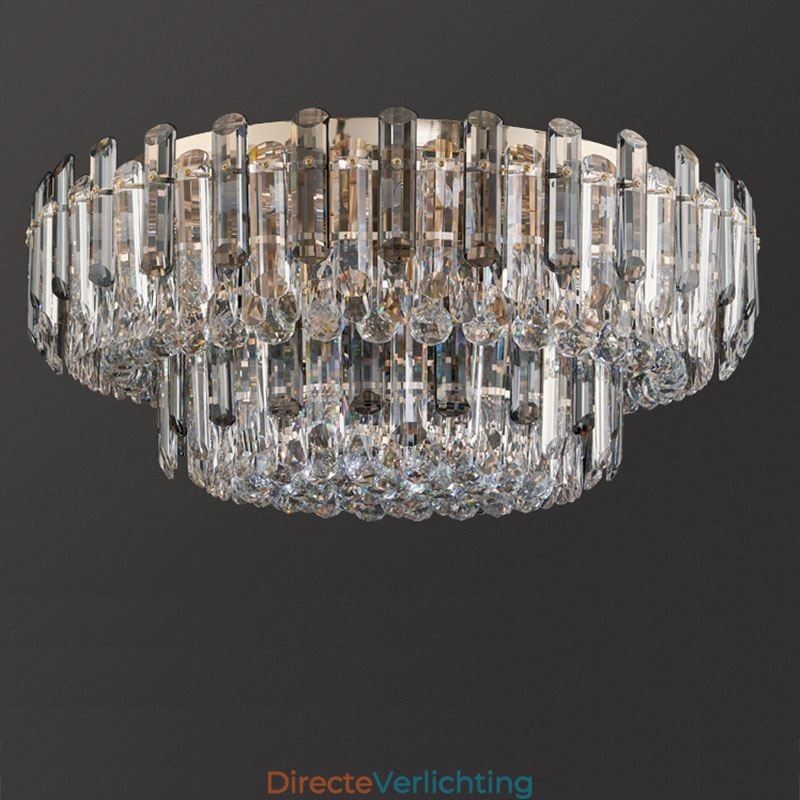 Kristallen plafondlamp in rookgrijze kleur, decoratie in kristalvorm