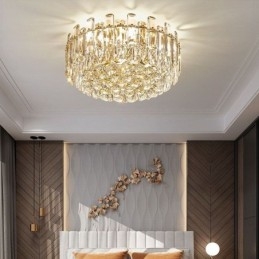Luxe kristallen plafondlamp met ronde decoratie inbouw