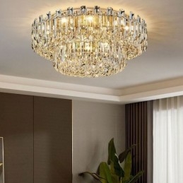 Luxe kristallen plafondlamp met ronde decoratie inbouw