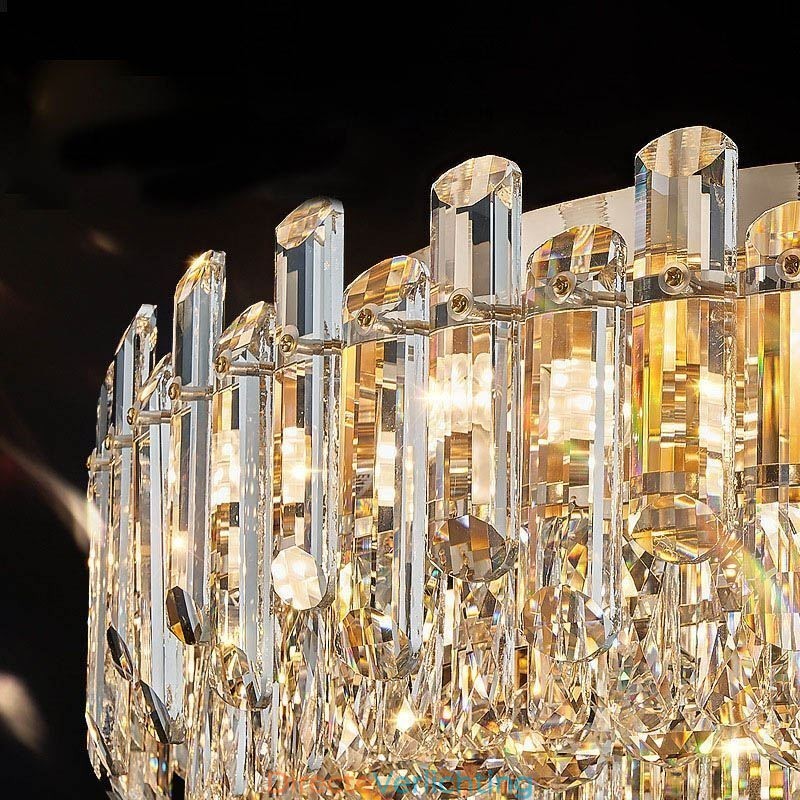 Luxe kristallen plafondlamp met ronde decoratie inbouw