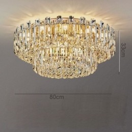 Luxe kristallen plafondlamp met ronde decoratie inbouw