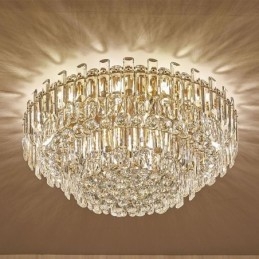 Luxe kristallen plafondlamp met ronde decoratie inbouw