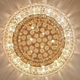 Luxe kristallen plafondlamp met ronde decoratie inbouw