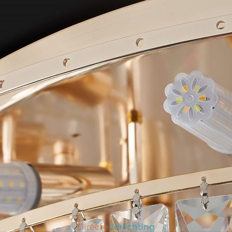 Luxe kristallen plafondlamp met ronde decoratie inbouw