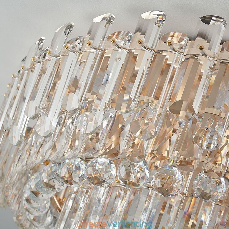 Luxe kristallen plafondlamp met ronde decoratie inbouw