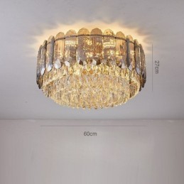 Kristallen plafondlamp in rookgrijze uitvoering, ronde kristallen decoratie
