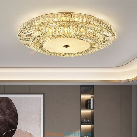 Kristallen plafondlamp met ronde kristallen decoratie Kristallen plafondlamp met ronde kristallen decoratie