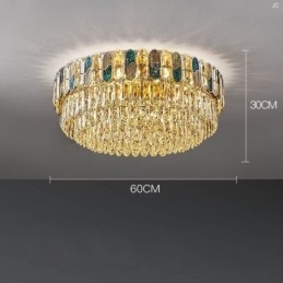 Kristallen plafondlamp met ronde kristallen decoratie, kristallen schelplampenkap