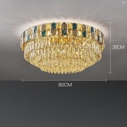Kristallen plafondlamp met ronde kristallen decoratie, kristallen schelplampenkap