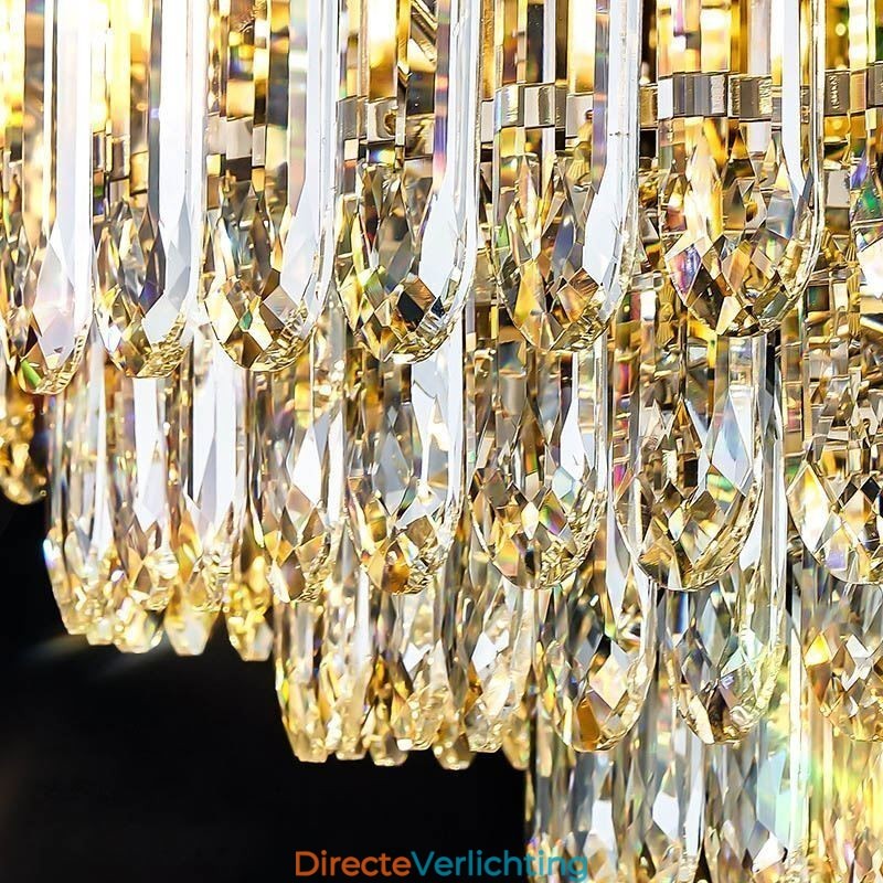 Kristallen plafondlamp met ronde kristallen decoratie, kristallen schelplampenkap