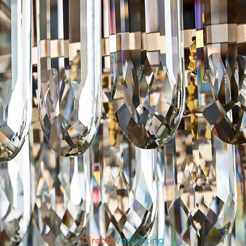 Kristallen plafondlamp met ronde kristallen decoratie, kristallen schelplampenkap