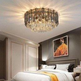 Kristallen plafondlamp, eenvoudige, moderne, ronde, decoratieve plafondlamp