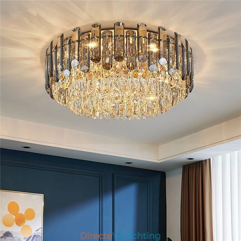 Kristallen plafondlamp, eenvoudige, moderne, ronde, decoratieve plafondlamp