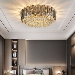 Kristallen plafondlamp, eenvoudige, moderne, ronde, decoratieve plafondlamp