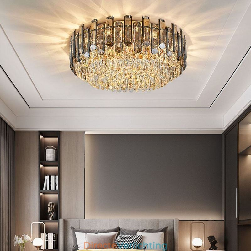 Kristallen plafondlamp, eenvoudige, moderne, ronde, decoratieve plafondlamp