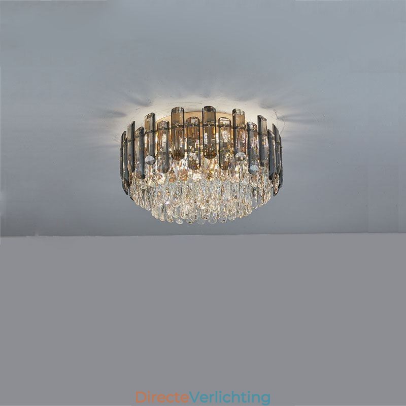 Kristallen plafondlamp, eenvoudige, moderne, ronde, decoratieve plafondlamp