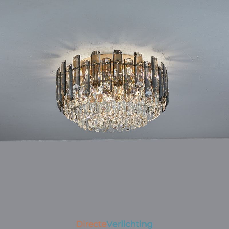 Kristallen plafondlamp, eenvoudige, moderne, ronde, decoratieve plafondlamp