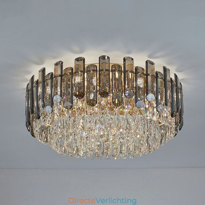 Kristallen plafondlamp, eenvoudige, moderne, ronde, decoratieve plafondlamp
