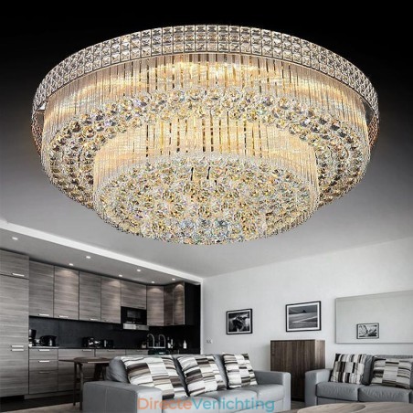 Moderne kristallen kroonluchter rond inbouw Moderne kristallen kroonluchter rond inbouw