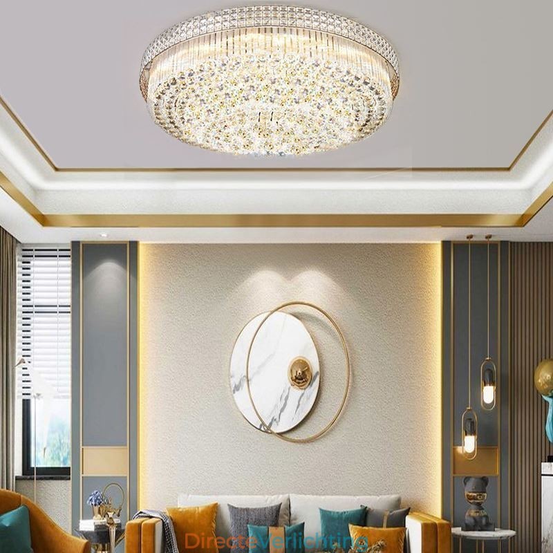 Moderne kristallen kroonluchter rond inbouw