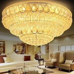 Luxe plafondlamp met kristallen, ronde lamp