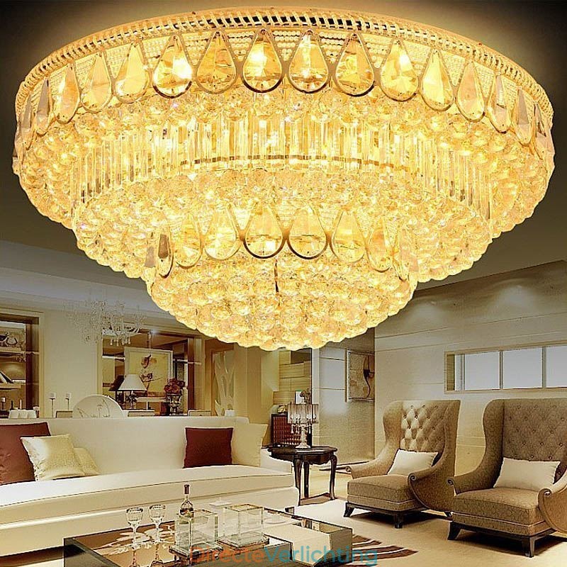 Luxe plafondlamp met kristallen, ronde lamp