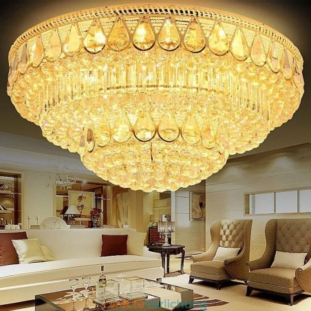 Luxe plafondlamp met kristallen, ronde lamp Luxe plafondlamp met kristallen, ronde lamp