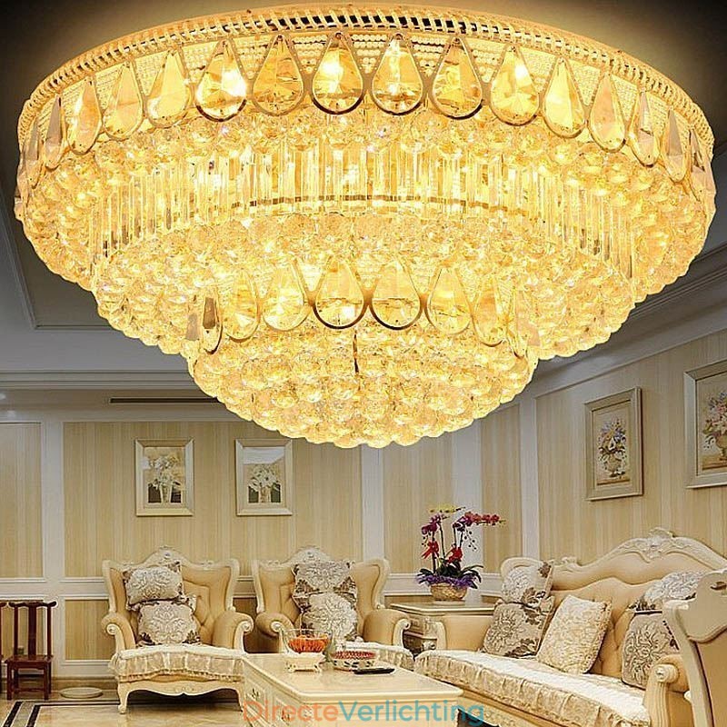 Luxe plafondlamp met kristallen, ronde lamp