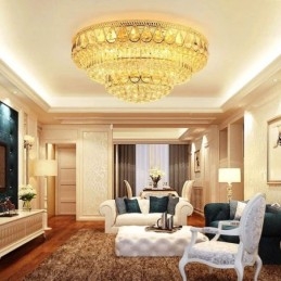 Luxe plafondlamp met kristallen, ronde lamp