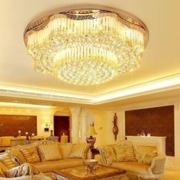 Moderne plafondlamp met kristallen, luxe ronde verlichting