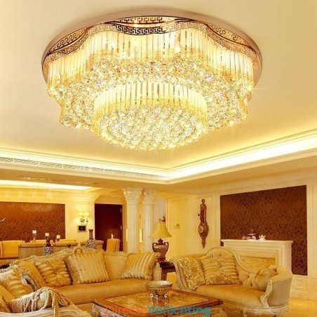 Moderne plafondlamp met kristallen, luxe ronde verlichting Moderne plafondlamp met kristallen, luxe ronde verlichting