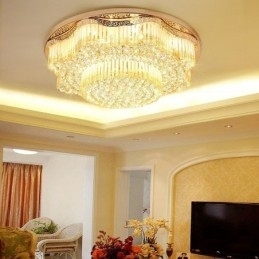 Moderne plafondlamp met kristallen, luxe ronde verlichting