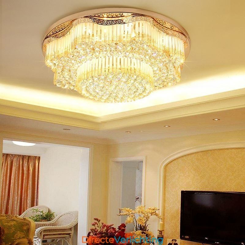 Moderne plafondlamp met kristallen, luxe ronde verlichting
