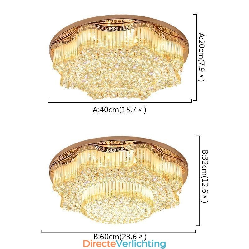 Moderne plafondlamp met kristallen, luxe ronde verlichting