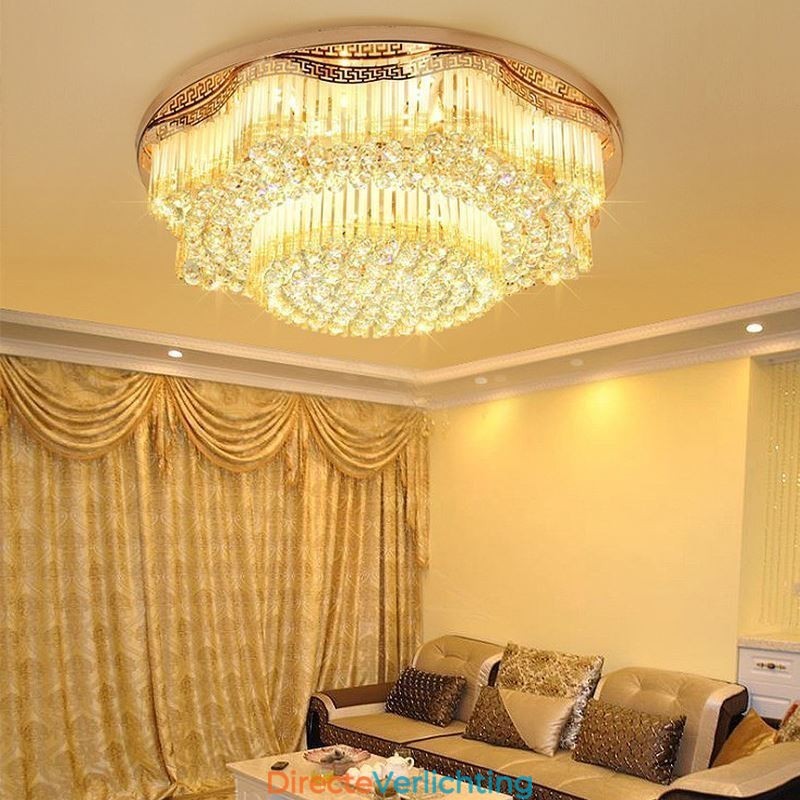 Moderne plafondlamp met kristallen, luxe ronde verlichting