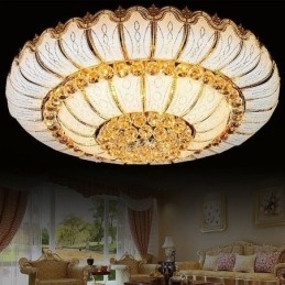 Moderne eenvoudige plafondlamp met kristallen, rond