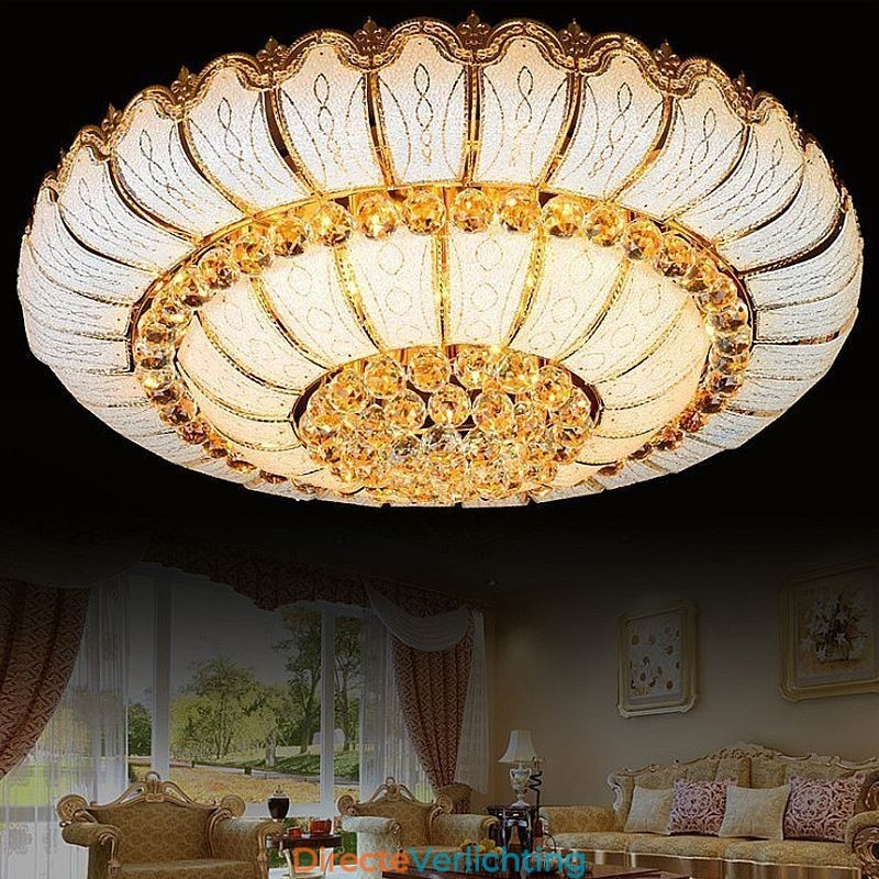 Moderne eenvoudige plafondlamp met kristallen, rond