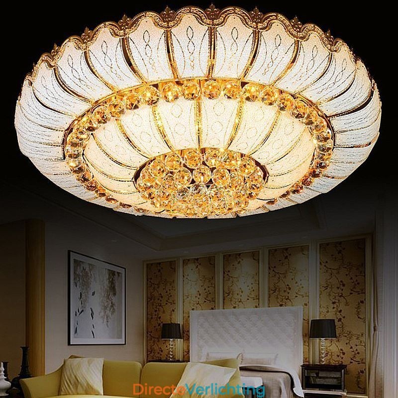Moderne eenvoudige plafondlamp met kristallen, rond