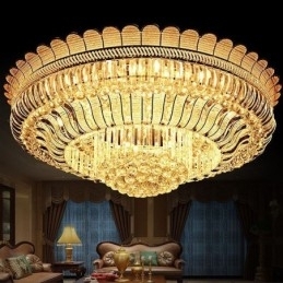 Luxe Kristallen Plafondlamp Goud Inbouw Ronde Verlichting