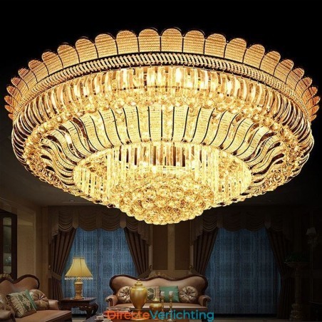 Luxe Kristallen Plafondlamp Goud Inbouw Ronde Verlichting Luxe Kristallen Plafondlamp Goud Inbouw Ronde Verlichting