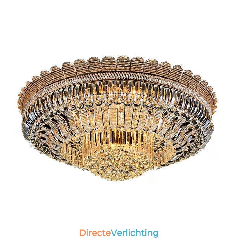 Luxe Kristallen Plafondlamp Goud Inbouw Ronde Verlichting