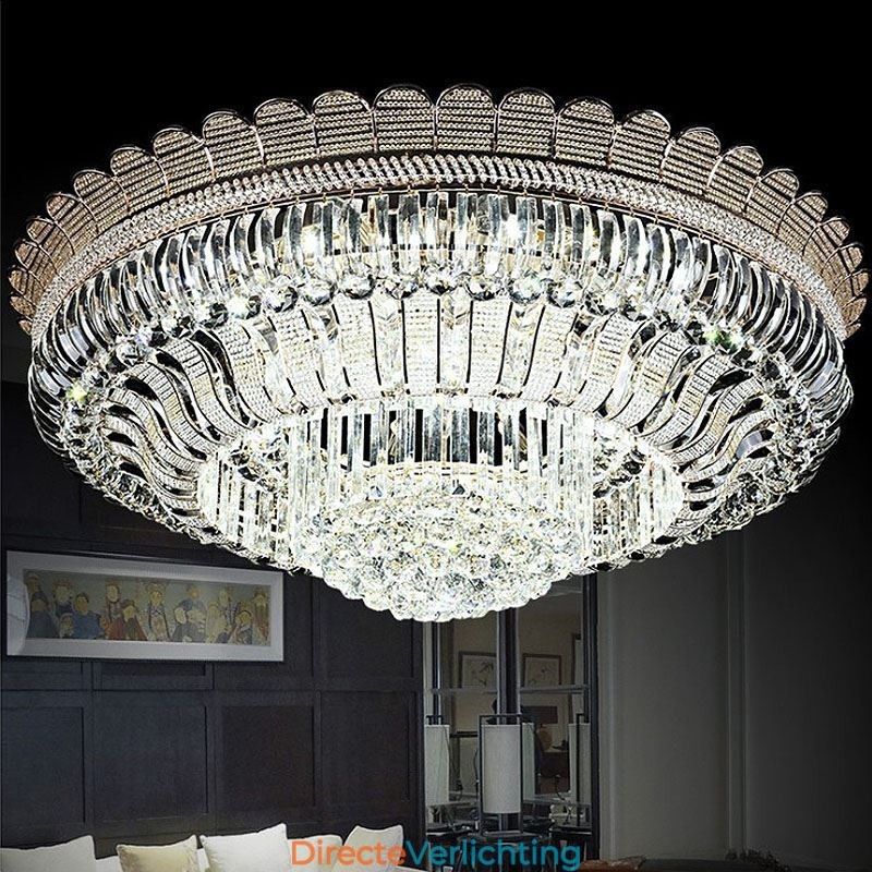 Luxe Kristallen Plafondlamp Goud Inbouw Ronde Verlichting