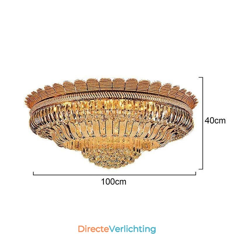 Luxe Kristallen Plafondlamp Goud Inbouw Ronde Verlichting
